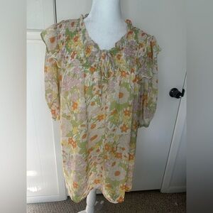 Umgee floral Flutter flowy Blouse size 1XL